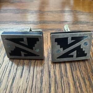 Vintage Alpaca Art Deco Silver Cuff Links Marked “TA Mexico‎ AAB”